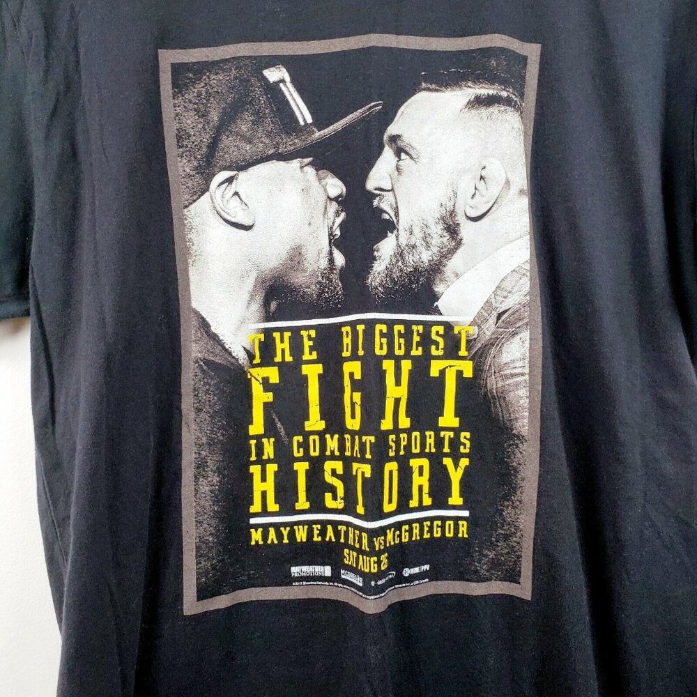 UFC McGregor VS Mayweather Biggest Fight History Black Graphic T-Shirt Sz L NWOT - Picture 2 of 6